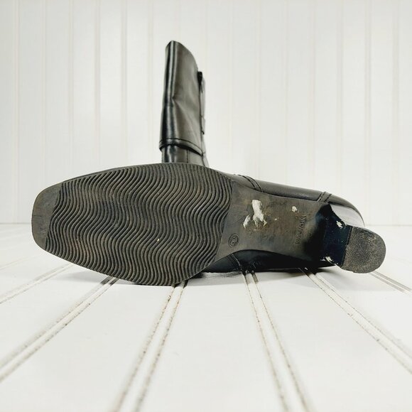 Laura Ashley Black Leather Selma Heeled Ankle / Mid Calf Boots with Buckle H712 - Picture 12 of 13